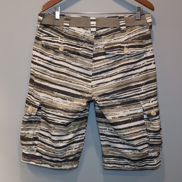 3/$20 WearFirst Camo Striped Cargo Shorts Survivor Belted Sporty Hiking Utility - Picture 8 of 10